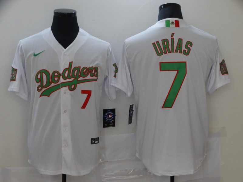 Men Los Angeles Dodgers #7 Urias White Game 2021 Nike MLB Jersey2